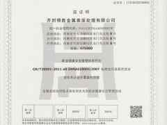 职业健康安全管理体系证书